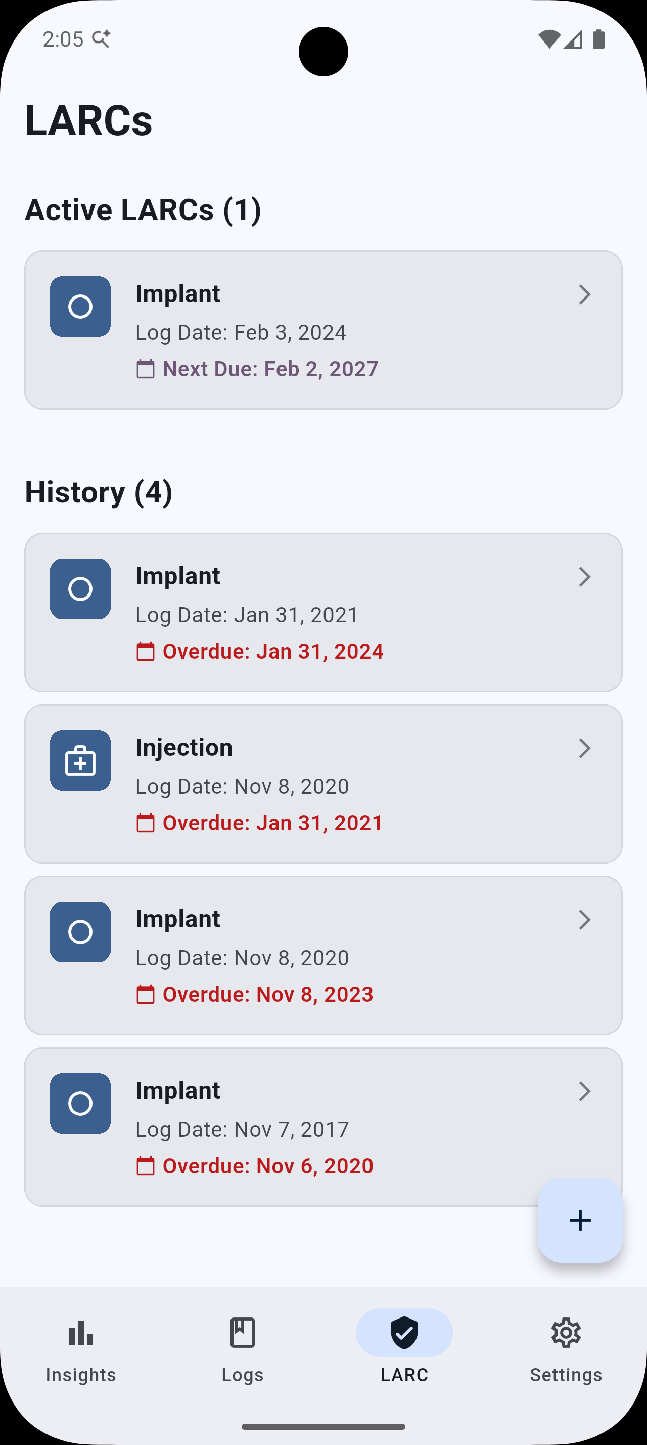 LARC Tracking screen